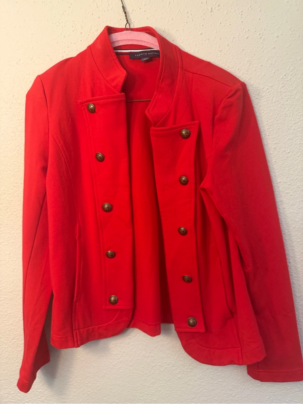 Tommy Hilfiger Red Double-Breasted Military Blazer